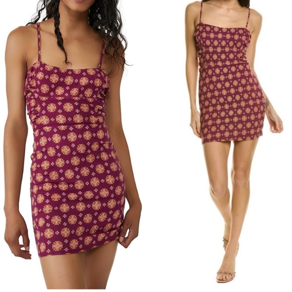 FREE PEOPLE Center of Attention Minidress-Fig Combo - Size XL